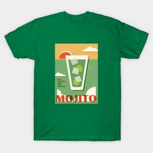 Mojito recipe, Cocktail, Retro 70s, Aesthetic art, Vintage art, Exhibition poster, Mid century modern T-Shirt